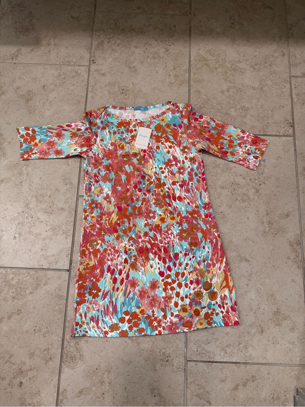 J. McLaughlin Girls Mari Boatneck Floral Dress Size 7 NWT